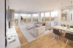 Rhein-Panorama inklusive: 4-Zimmer-Familienwohnung im 4. OG mit Balkon und Loggia direkt am Ufer