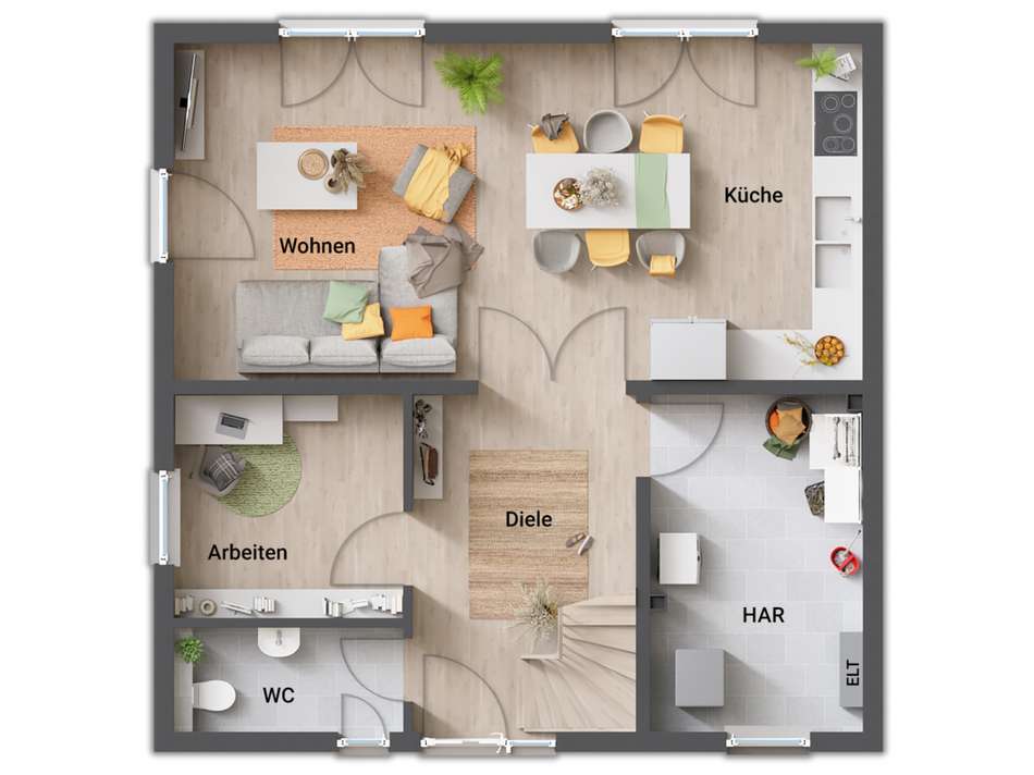 Beispiel EG mit kl. Homeoffice