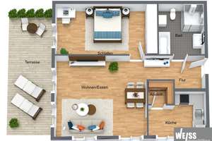 Barrierefreie 2-Zimmer Erdgeschoss-Wohnung mit Terrasse ab 55 Jahren – Lehnleitenweg 16, 97074 Frauenland, Würzburg – Vorschaubild 12