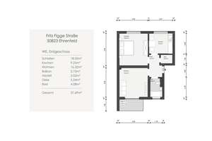Kernsanierte 2-Zimmer-Wohnung mit Balkon – bezugsfertig in Köln-Ehrenfeld – Fritz-Figge-Str. 3, 50823 Neuehrenfeld, Köln – Vorschaubild 13