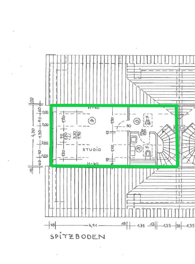 Spitzboden - Grundriss Whg 1
