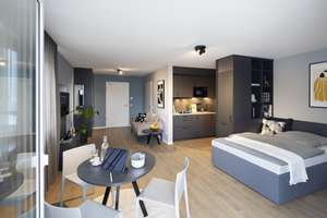 SPECIAL! mio Comfort+ Apartment: Vollmöbliertes 1-Zimmer-Apartment mit Designerküche, WLAN – Himmelgeister Straße 66a, 40225 Bilk, Düsseldorf – Vorschaubild 5