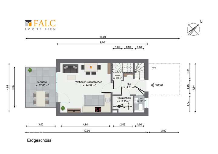 Grundriss Erdgeschoss WE01