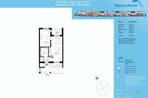 Wohnungstyp 2 Zimmer, 50 qm, 2 Pers. (nur ältere Menschen mit Wohnberechtigungsschein EK-Stufe I) – Lorenz-Hagen-Straße 27, 90461 Glockenhof, Nürnberg – Vorschaubild 2