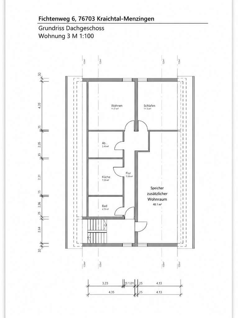 Immobilie in Kraichtal - Dachgeschosswohnung mit riesiger Ausbaureserve – über 100 m² Wohnfläche möglich inkl. Garage - Bild 2