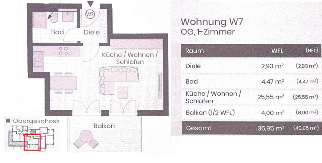 Immobilie in Grafing bei München - Neuw.  helle 1-Zi Whg. mit sonnigem Balkon und EBK v. PRIVAT - Bild 2