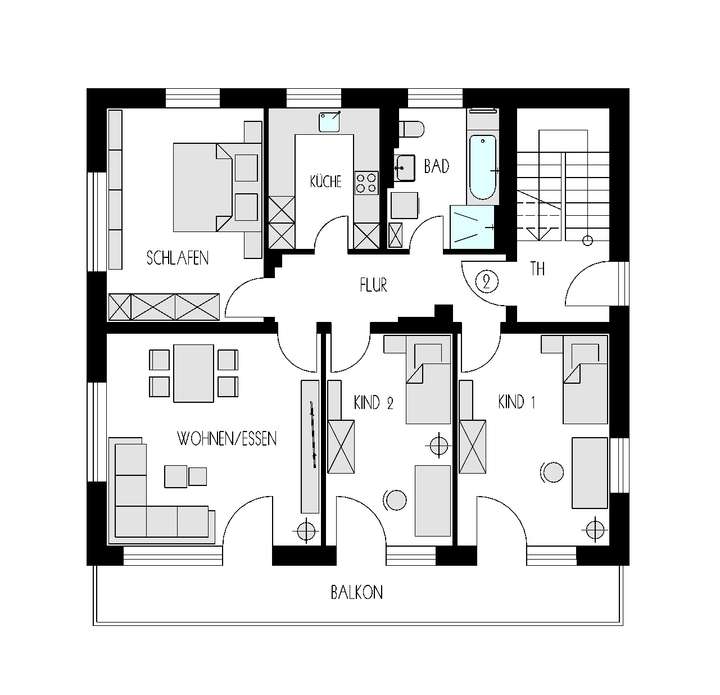 Grundriss 4-Zi.-Wohnung (1.OG)