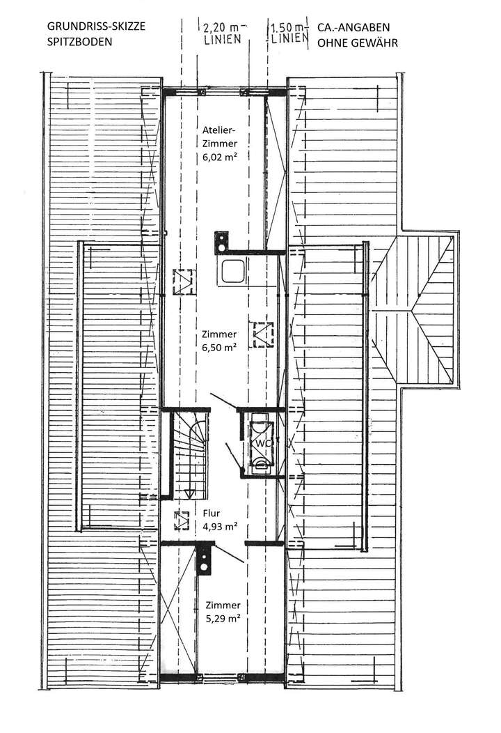 Grundriss-Skizze Spitzboden