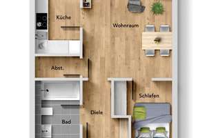 Lichtenbroich: helle 1-Zimmerwohnung mit Balkon & Tiefgaragenstellplatz in ruigher Lage – 40472 Unterrath, Düsseldorf – Vorschaubild 18