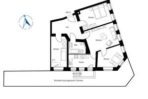 WOHNUNG UND GARTEN VEREINT | 4-Raum-Wohnung in gefragter Wohnlage – Die vollständige Adresse der Immobilie erhältst du vom Anbieter., 4249 Großzschocher, Leipzig – Vorschaubild 7