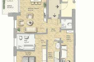 * Helle und großzügige 3,5 Raumwohnung in der Nähe des Stadtzentrums - ID 6701 * – Die vollständige Adresse der Immobilie erhältst du vom Anbieter., 1067 Wilsdruffer Vorstadt/Seevorstadt-West, Dresden – Vorschaubild 4