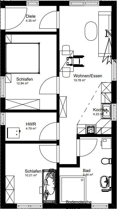 Grundriss Bungalow Hirstein re