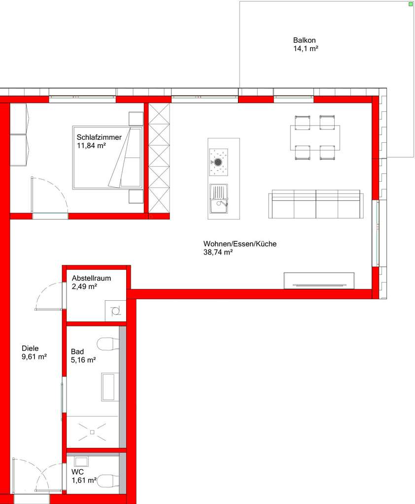 Immobilie in Ilshofen - Neubau 2-Zimmer-Wohnung OG mit Balkon - Bild 4