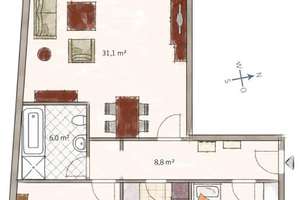 Schöne 3,5-Raumwohnung mit West-Balkon, Einbauküche und Garage nahe des Gervinusparks – Die vollständige Adresse der Immobilie erhältst du vom Anbieter., 45144 Frohnhausen, Essen – Vorschaubild 14