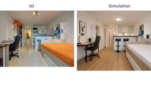 Erstbezug nach Komplettsanierung: Hochwertig möblierte 1 Zimmer Wohnung mit Balkon ab 01. September