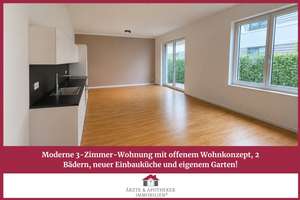 Moderne 3-Zimmer-Wohnung mit offenem Wohnkonzept, 2 Bädern, neuer Einbauküche und eigenem Garten!