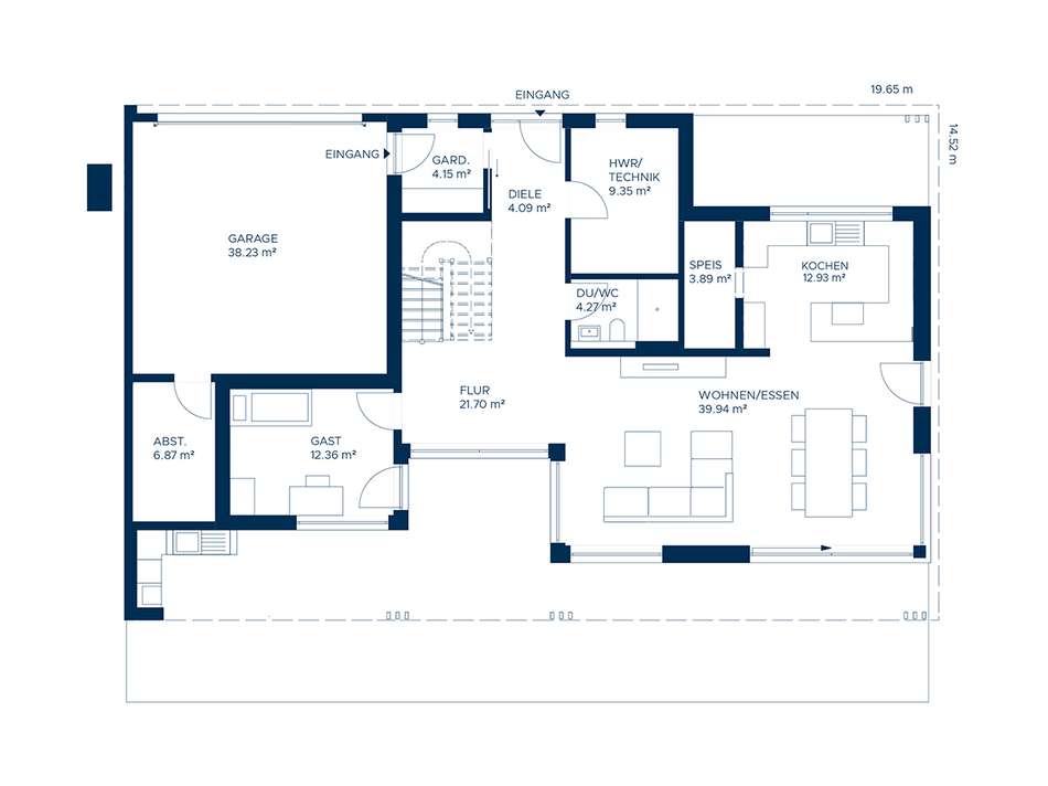 Raumaufteilung Erdgeschoß