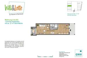 Charmante 1 ZKB Wohnung in Hannover Vahrenwald-List, EBK – Alemannstraße 17B, 30165 Vahrenwald, Hannover – Vorschaubild 1
