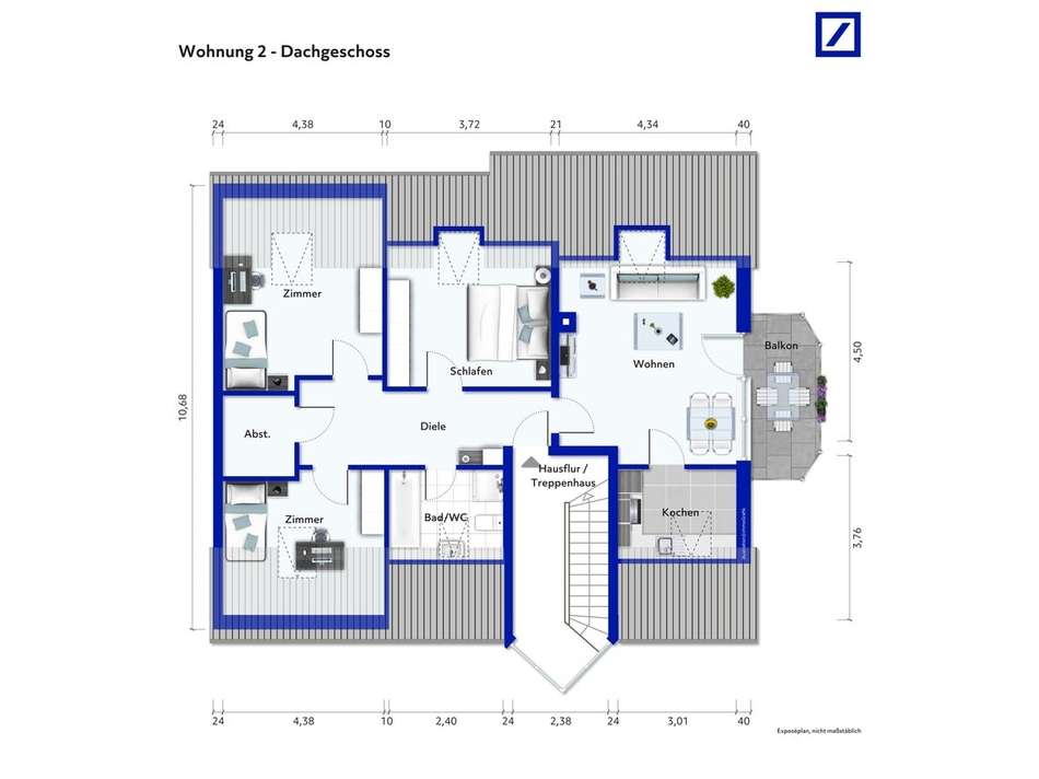 Grundris WE 2 OG - möbliert