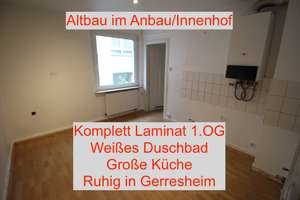 EXKLUSIV ALTBAU IM ANBAU/INNENHOF KOMPLETT LAMINAT 1.OG WEIßES DUSCHBAD GROßE KÜCHE RUHIG GERRESHEIM