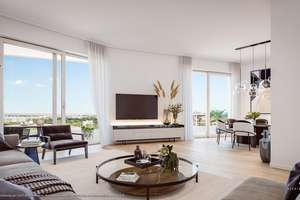 Mit Blick über München: 4-Zi-Whg. mit großzügig. Wohn-Essbereich, 2 Bädern u. umlaufend. Balkon