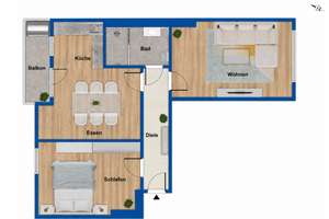 Hochwertig sanierte 3Z-Wohnung mit Küche, Balkon und Stellplatz in Flingern-Nord – Ackerstraße 142, 40223 Flingern Nord, Düsseldorf – Vorschaubild 2
