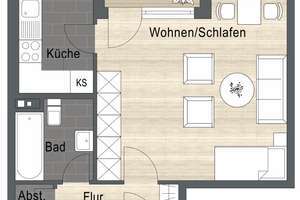 1-Zi.-Whg nähe Dambacher Str., mit EBK, Balkon und herrlichem Ausblick in den Rednitzgrund