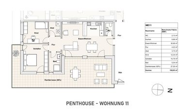 WHG. 11: Provisionsfrei KfW 40 Neubau Elz – 3 Zimmer ca. 109 m² Dachterrasse