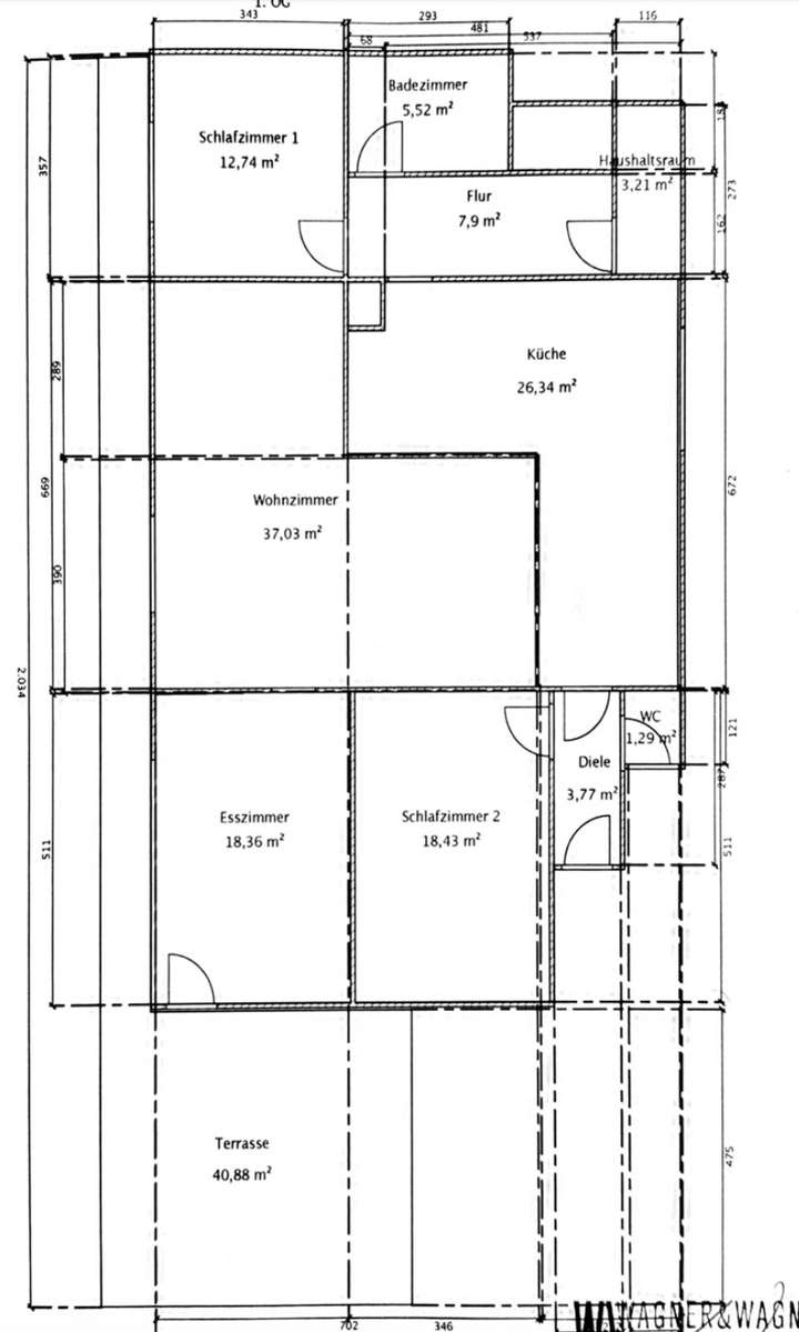 Bemaßter Grundriss 1 OG K9