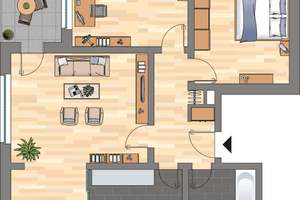 Renovierte 3-ZKB-Balkonwohnung im Hochhaus im Europaviertel zu vermieten!