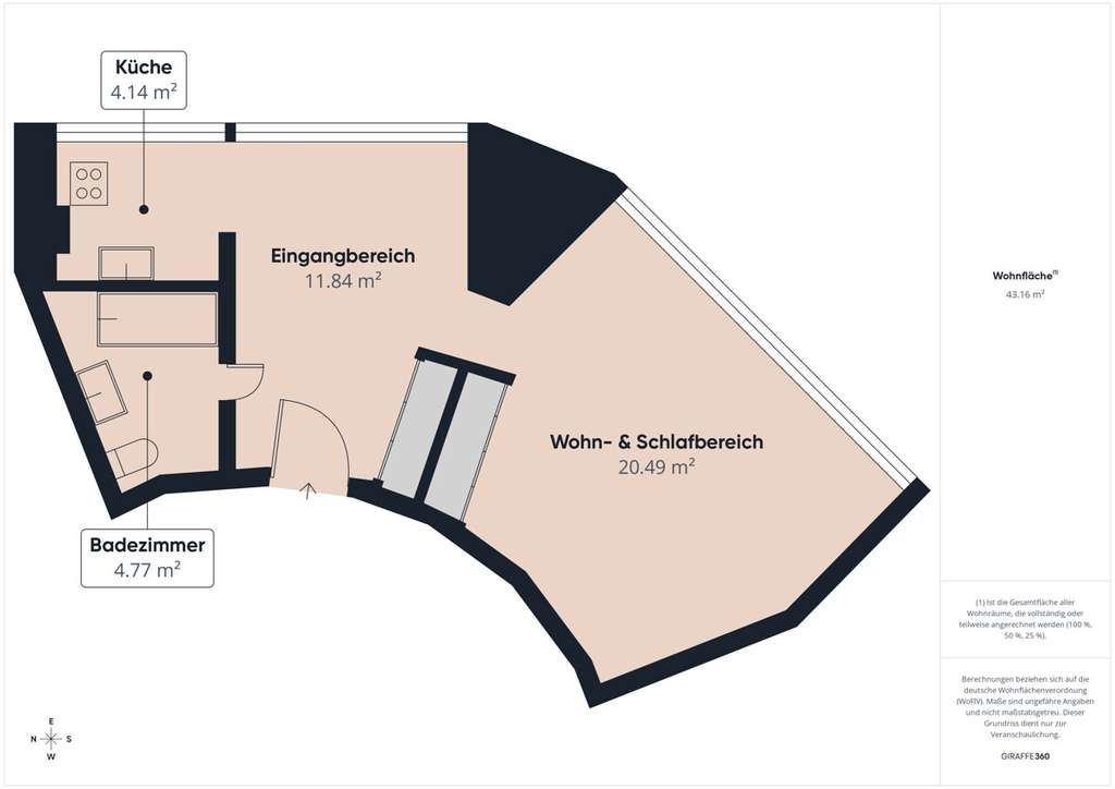 Immobilie in Schleswig - 1,5-Zimmer-Apartment im 27. Stock mit direktem Blick auf den Schleswiger Hafen - Bild 1