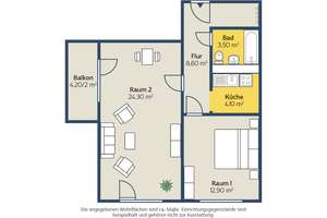 Für Senioren: 2-Raum-Wohnung mit Loggia und Aufzug in Grünau – Titaniaweg 9, 4205 Grünau-Nord, Leipzig – Vorschaubild 2