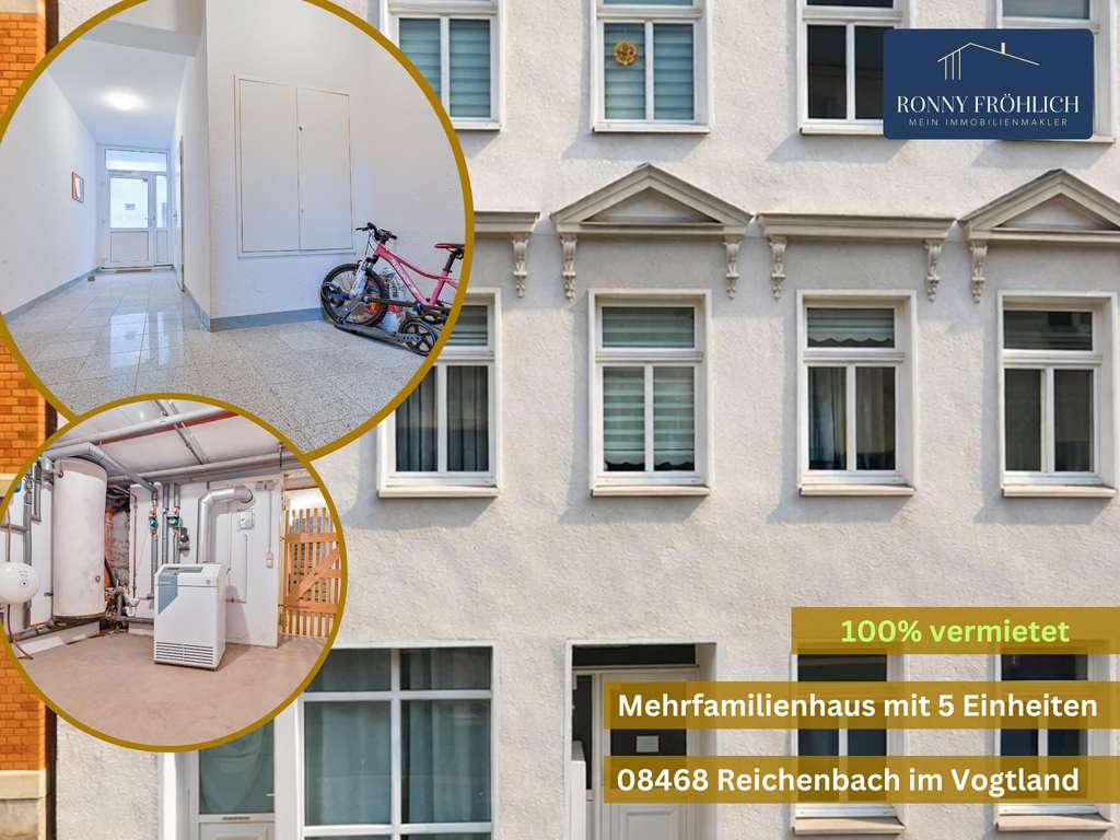 Immobilie in Heinsdorfergrund - Renditestark investieren: Gepflegtes Mehrfamilienhaus in Reichenbach bei Zwickau 100% Vollvermietung - Bild 0