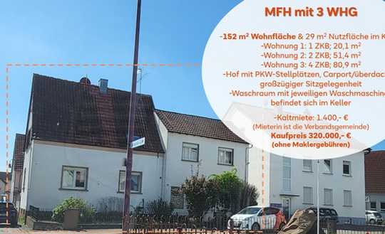 Vermietetes Mehrfamilienhaus mit 3 Wohnungen 