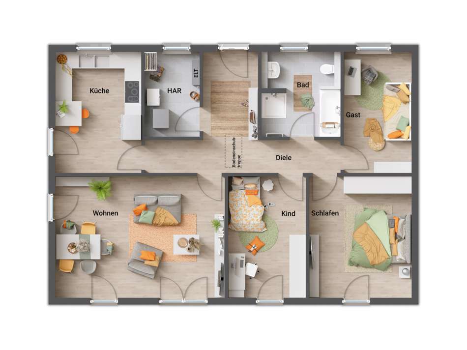 Grundrissbeispiel 4 Zimmer