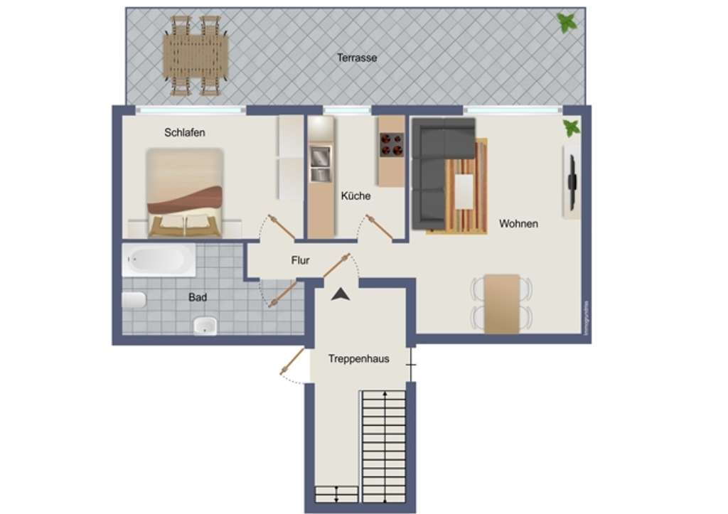Immobilie in Bad Dürrenberg - 2-Zi.-EG-Wg. mit Mietpotential! Terr., SP, Zentral im Ballungsraum Halle/Leipzig, JNKM 3.492 Euro - Bild 1
