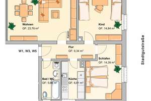 3-Raum-Wohnung im 1. OG in Top-Lage – Stadtgutstraße 26, 8412 Werdau – Vorschaubild 2