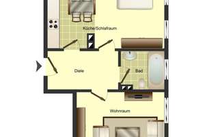 Perfekte für Singles - 1-Zimmer-Wohnung mit Laminatboden in Duisburg Hochemmerich – Friedrich-Ebert-Straße 102, 47226 Hochemmerich, Duisburg – Vorschaubild 2
