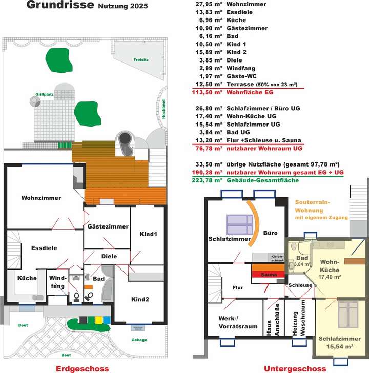 Grundriss mit Kalkulation