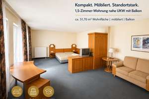 Möblierte 1,5-Zimmer-Wohnung mit Balkon nahe UKW – auch für kurzfristige Beherbergung geeignet