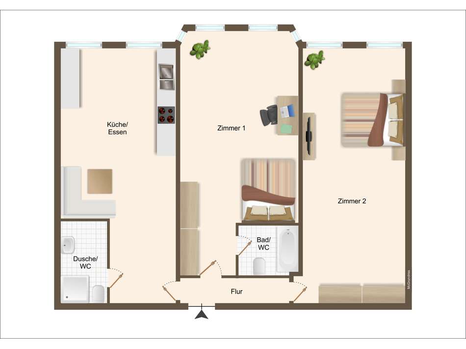Besonderes Schlafzimmer mit Gl