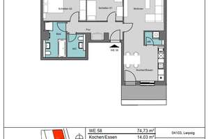 Neubau! Stilvolle 3-Zimmer-Wohnung mit Balkon & Einbauküche im Zentrum-Ost – Ludwig-Erhard-Straße 23-25, 4103 Zentrum-Ost, Leipzig – Vorschaubild 7