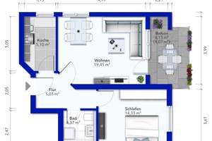 Gepflegte 2-Zimmerwohnung mit Balkon, Tiefgaragenstellplatz und Aufzug in Stuttgart-Zuffenhausen – 70435 Zuffenhausen-Schützenbühl, Stuttgart – Vorschaubild 8