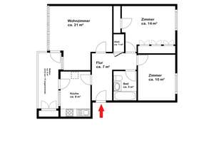 Huchting / Attraktive 3-Zimmer-Erdgeschosswohnung mit Loggia und Einbauküche – Die vollständige Adresse der Immobilie erhältst du vom Anbieter., 28259 Mittelshuchting, Bremen – Vorschaubild 10