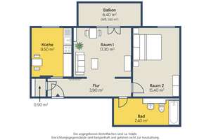 Mit weißen Wohnberechtigungsschein: 2-Raum-Wohnung mit Balkon/Aufzug im Neubau – Saalfelder Str. 31, 4179 Neulindenau, Leipzig – Vorschaubild 2