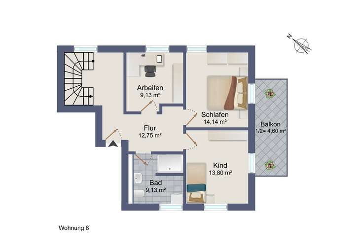 Grundriss Whg 6 - 2. OG