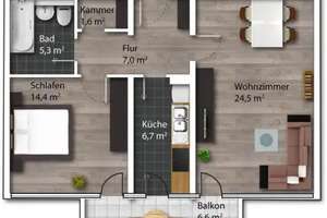 Helle 2-Zimmer-Wohnung mit Balkon in München-Moosach – Brieger Straße 7, 80997 Moosach-Bahnhof, München – Vorschaubild 7