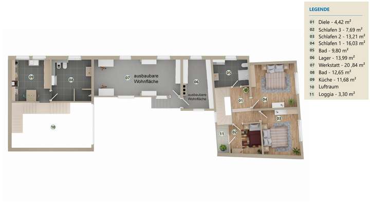 Grundriss Obergeschoss -Gesamt