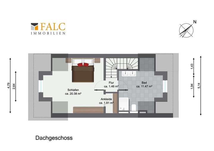 Grundriss Dachgeschoss WE04