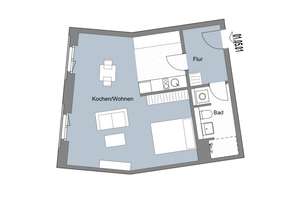 1 Raum Wohnung mit Balkon und Einbauküche – 4317 Reudnitz-Thonberg, Leipzig – Vorschaubild 4
